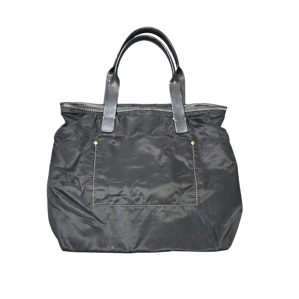 J.Crew Nylon Leather Trim Tote Bag Shoulder Bag Women's Black Magnetic Snap